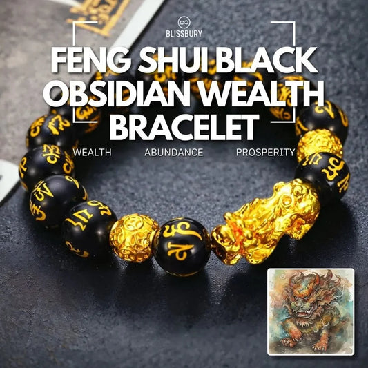 Feng Shui Black Obsidian Wealth Bracelet - Wealth, Abundance, Prosperity