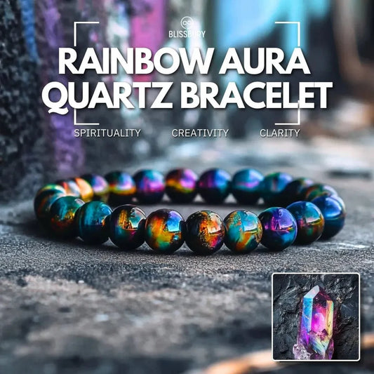 Rainbow Aura Quartz Bracelet - Spirituality, Creativity, Clarity