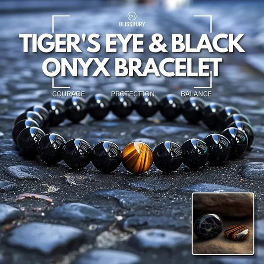 Tiger's Eye & Black Onyx Bracelet - Courage, Protection, Balance