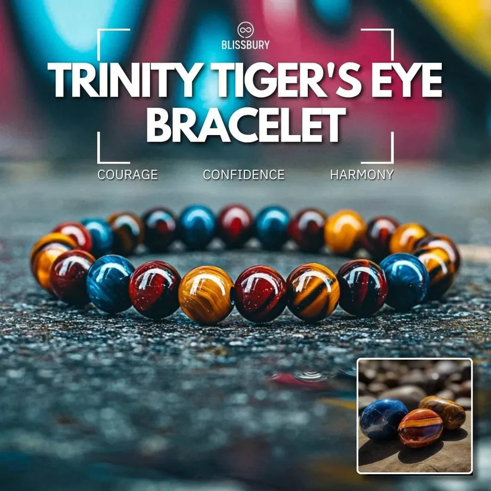 Trinity Tiger's Eye Bracelet - Courage, Confidence, Harmony